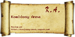 Komlóssy Anna névjegykártya