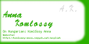 anna komlossy business card